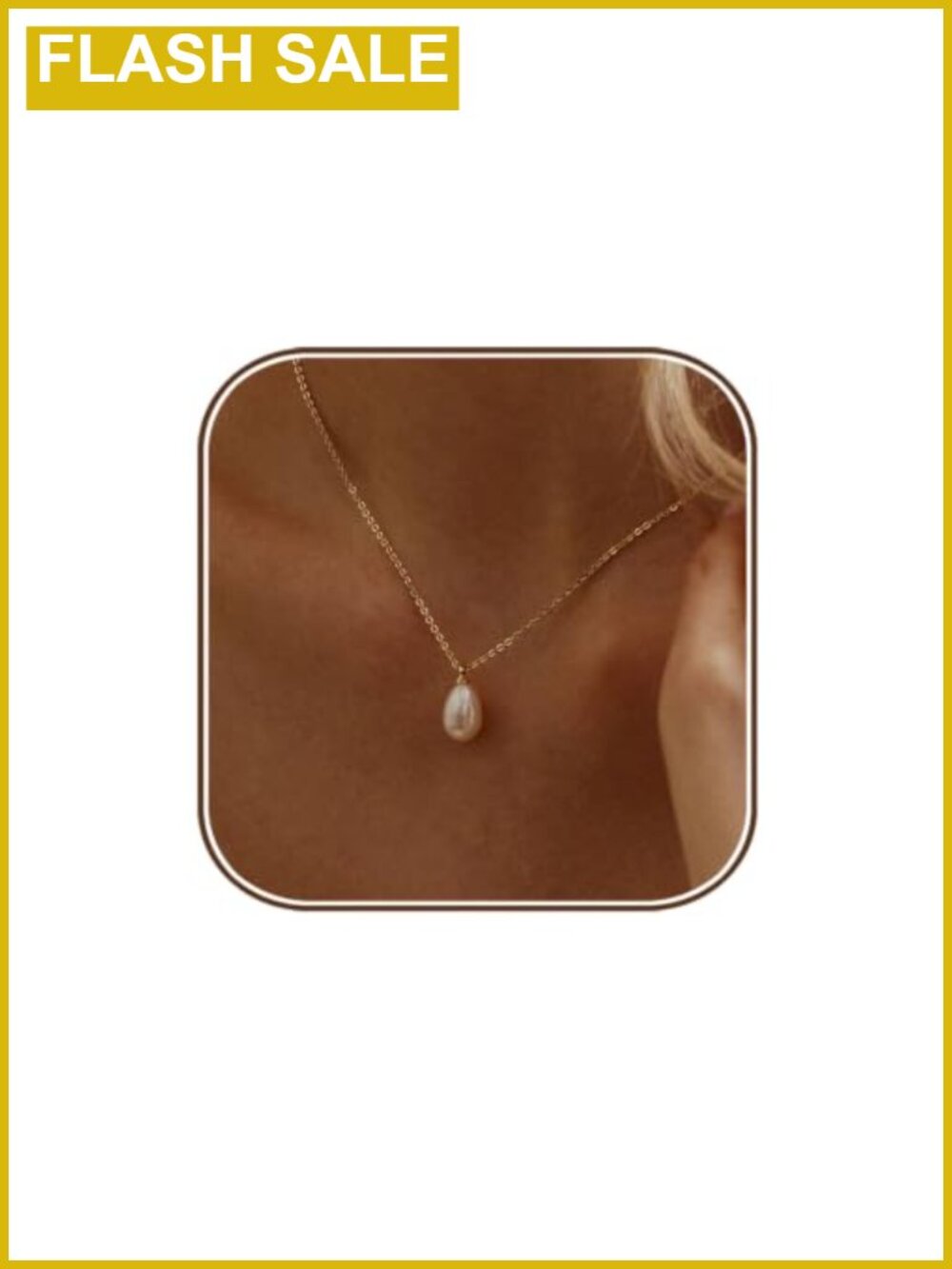 Gold Pearl Necklace Dainty Pendant Adjustable Length